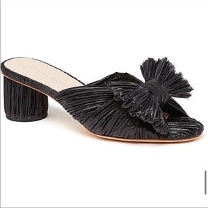 LOEFFLER RANDALL Emilia Black Pleated Knot Bow Sandal